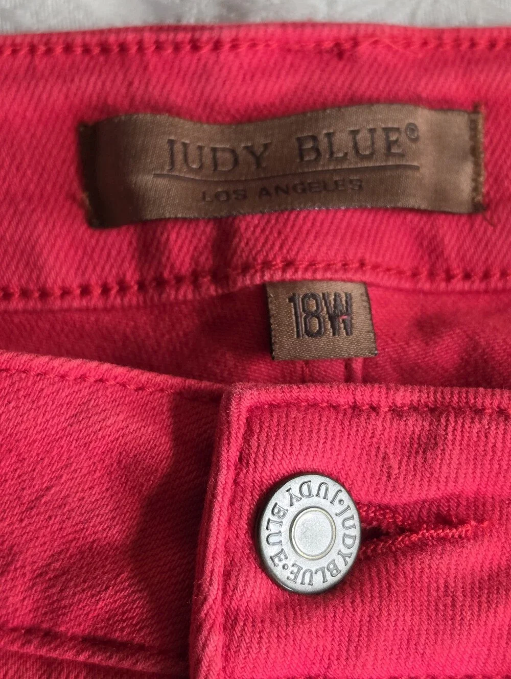 Judy Blue 18W Red Garment Dyed Cropped Wide Leg Raw Hem Stretch Jeans